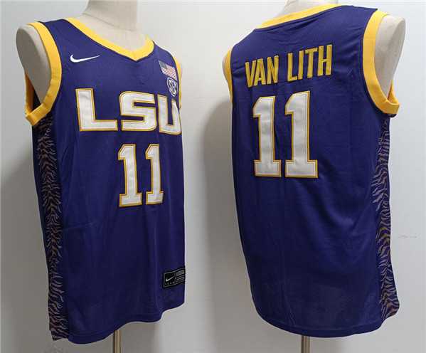 Men%27s LSU Tigers #11 Hailey Van Lith Purple Stitched Jersey